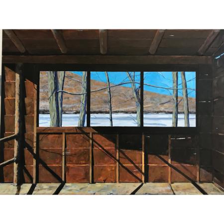 "Cabin Winter"
30" x 40" acrylic on canvas
2020
$7,000
